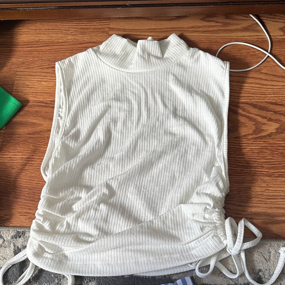 Zara Cream Ribbed Tank Top